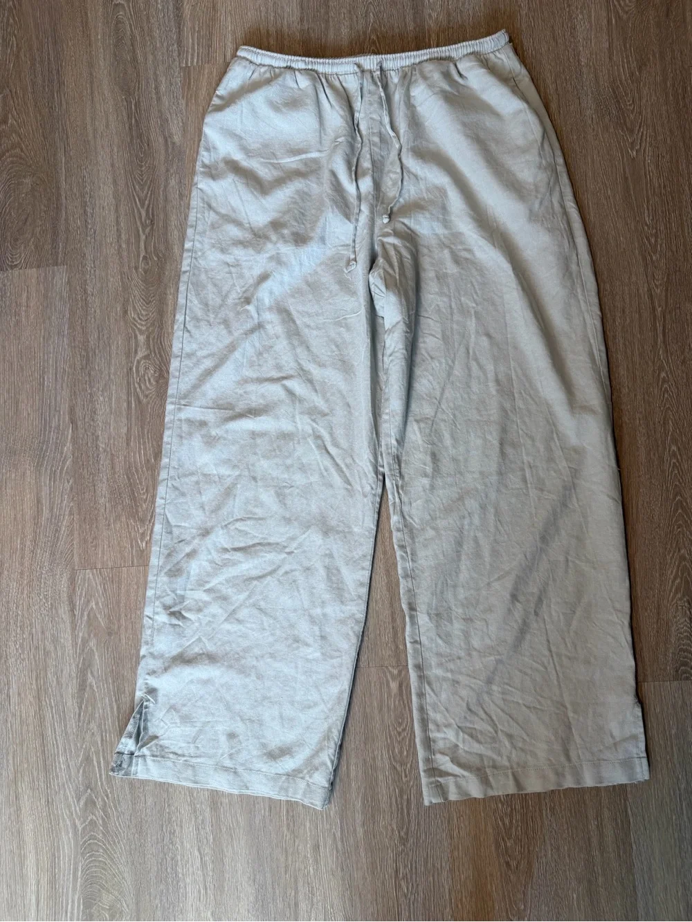 wild fable Light Beige Wide-Leg Cotton Chinos